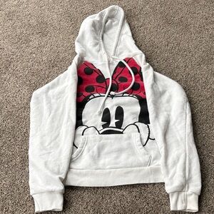 Disney White Hoodie with Black and Red Minnie Graphic